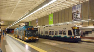 Seattle light rail and metro transit bus underground